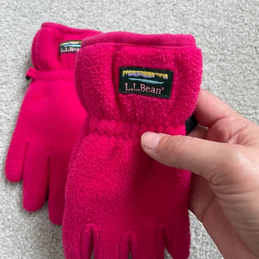 L.L. Bean Kids Fleece Gloves Hot Pink Winter Warm Size Kids XS